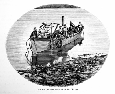 The dredge could also be dragged behind the Challenger's steam pinnace.